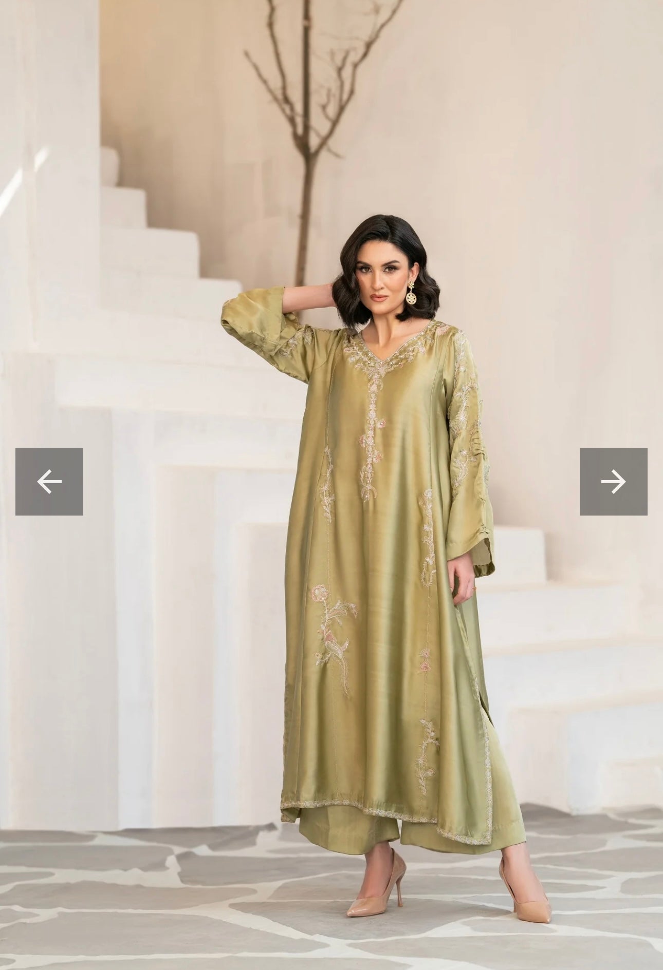 3 Piece embroidered Silk suit