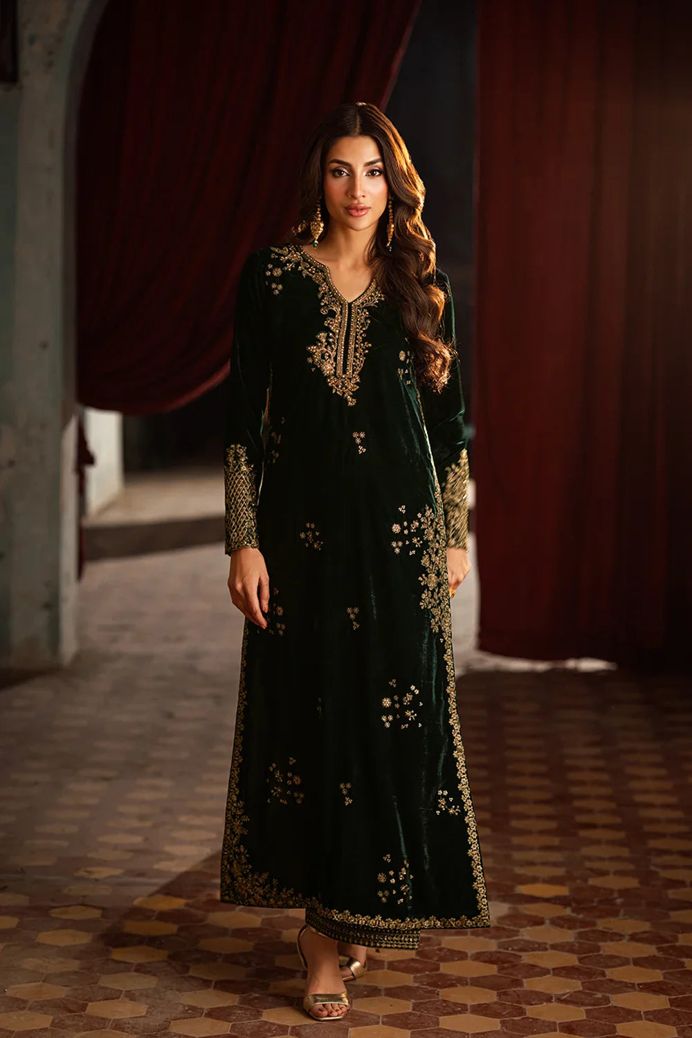 2 Piece embroidered Velvet suit ( Pre Order)