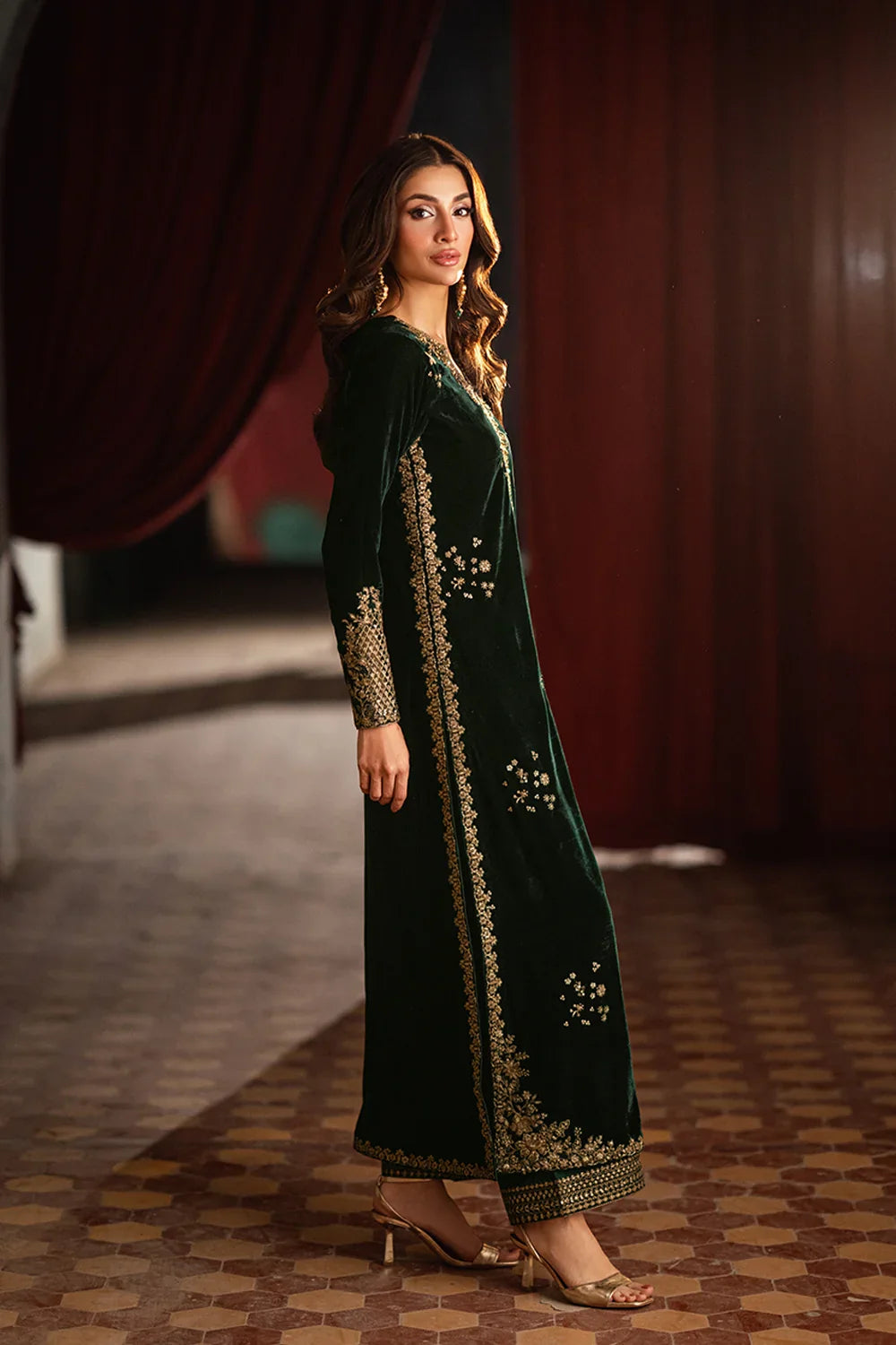 2 Piece embroidered Velvet suit ( Pre Order)