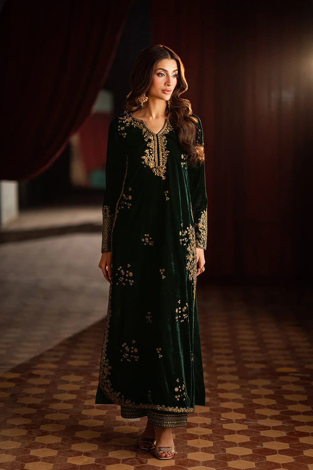 2 Piece embroidered Velvet suit ( Pre Order)