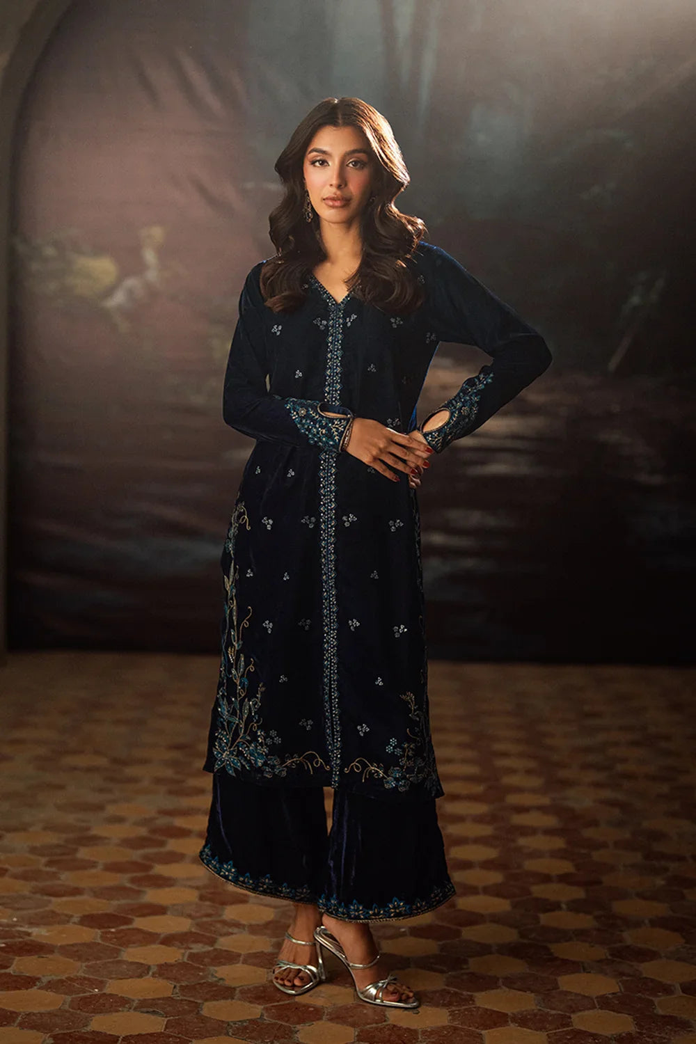 2 Piece embroidered Velvet suit ( Pre order)