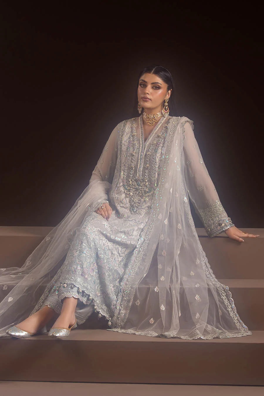 Luxury Pakistani Designer Embroidered Chiffon Dress – Wedding & Party Wear (Pre Order)
