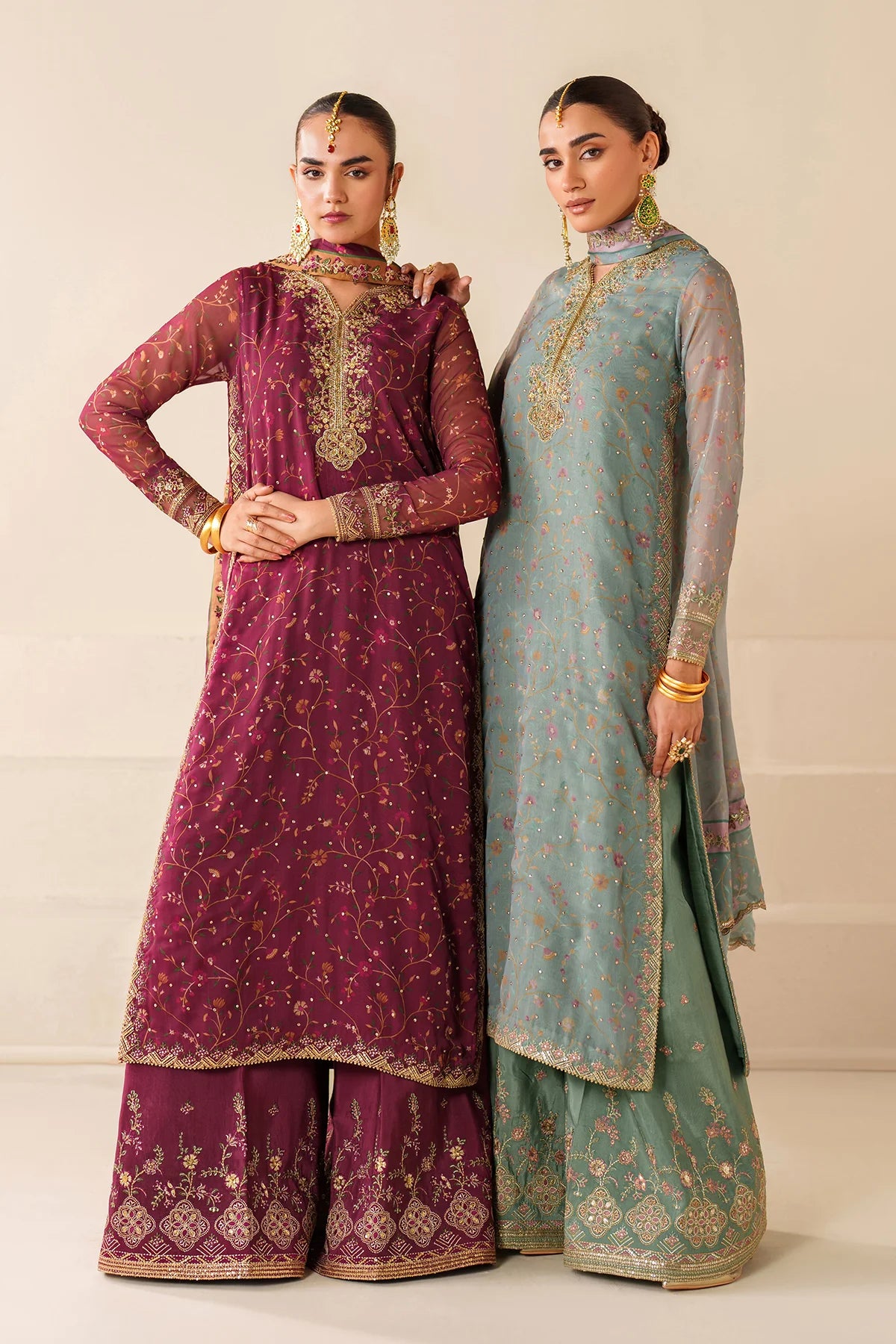 Luxury Pakistani Designer Embroidered Chiffon Dress – Wedding & Party Wear