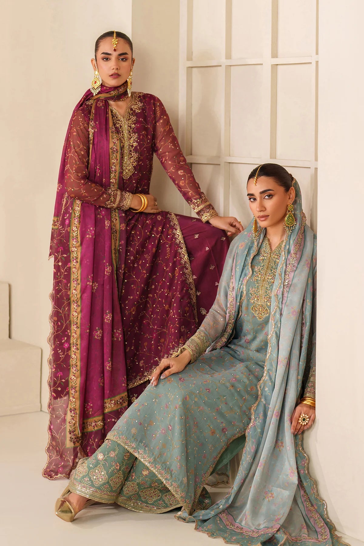 Luxury Pakistani Designer Embroidered Chiffon Dress – Wedding & Party Wear