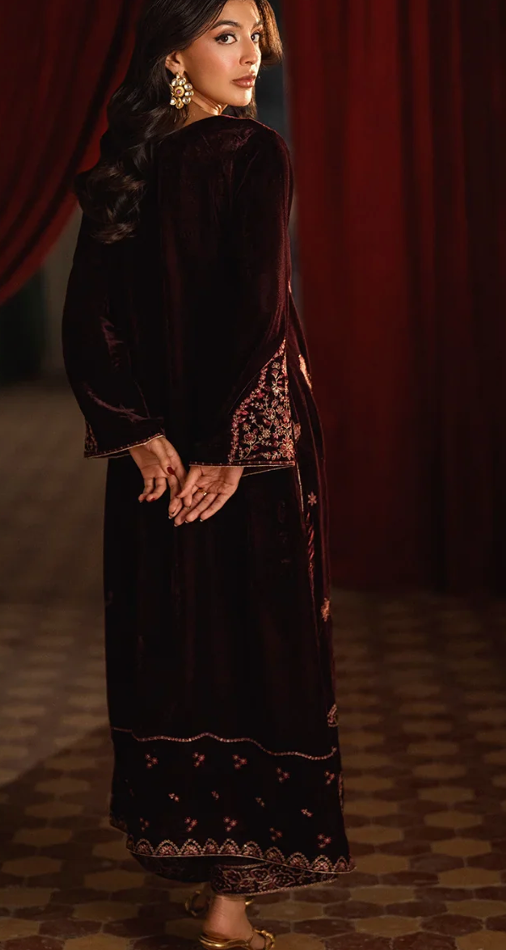 Deep burgundy velvet suit (Pre order)